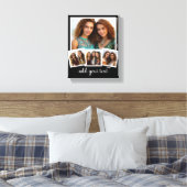 Trendy 4 Foto Collage Script Naam Wit Zwart Canvas Afdruk (Insitu (Slaapkamer))