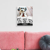 Trendy 4 Foto Collage Script Naam Wit Zwart Canvas Afdruk (Insitu (Woonkamer))