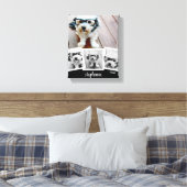 Trendy 4 Foto Collage Script Naam Wit Zwart Canvas Afdruk (Insitu (Slaapkamer))