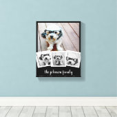 Trendy 4 Foto Collage Script Naam Wit Zwart Kan Canvas Afdruk (Insitu (Houten vloer))