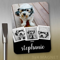 Trendy 4 Foto Collage Script Naam Wit Zwart