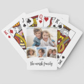 Trendy 4 Foto Collage Script Naam Wit Zwart Pokerkaarten (Achterkant)