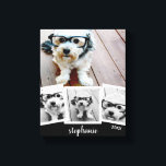 Trendy 4 Foto Collage Script Name White Black Canvas Afdruk<br><div class="desc">Gebruik je favoriete foto of afbeeldingen om een leuk hoopje te maken om met vrienden te delen.</div>