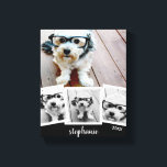 Trendy 4 Foto Collage Script Name White Black Canvas Afdruk<br><div class="desc">Gebruik je favoriete foto of afbeeldingen om een leuk hoopje te maken om met vrienden te delen.</div>