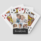 Trendy 4 Foto Collage Script Name White Black Pokerkaarten (Achterkant)