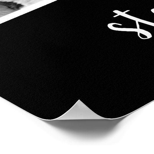 Trendy 4 Foto Collage Script Name White Black Poster (Hoek)