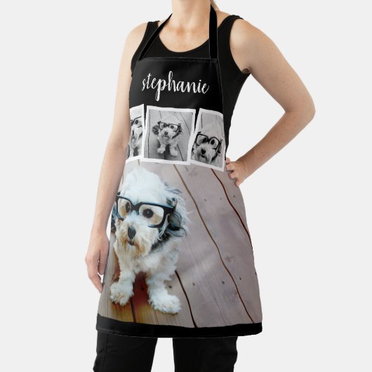 Trendy 4 Foto Collage Script Name White Black Schort (Insitu)