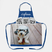 Trendy 4 Foto Collage Script Name White Blue Schort (Voorkant)