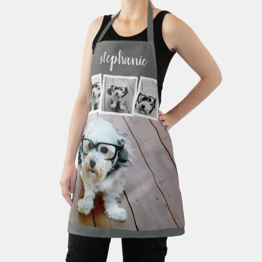 Trendy 4 Foto Collage Script Name White Gray Schort (Insitu)