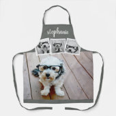 Trendy 4 Foto Collage Script Name White Gray Schort (Voorkant)