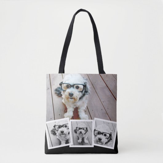 Trendy 4 Foto Collage White Tote Bag (Voorkant)