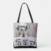 Trendy 4 Foto Collage White Tote Bag (Achterkant)