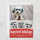 Trendy 4 Fotokerstmis gelukkigste feestdag Feestdagenkaart (Voorkant)