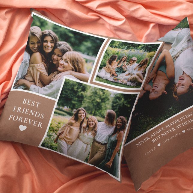 Trendy 4 Foto's en Bestie Quote Beste vrienden voo Kussen (Creator heeft geüpload)