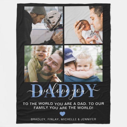 Trendy 4 Insta Photo Collage DADDY 'we houden van Fleece Deken (Voorkant)