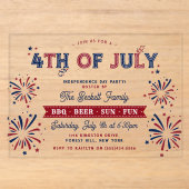 Trendy 4 juli Onafhankelijkheidsdag Feest Acryl Uitnodigingen (Voorkant)