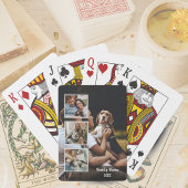 Trendy 4 Photo Collage Family Name Black Poker Car Pokerkaarten