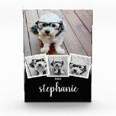 Trendy 4 pic Collage Script Name White Black Black Fotoblokken (Voorkant)