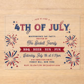 Trendy 4th van juli Onafhankelijkheidsdag Party Acryl Uitnodigingen (Voorkant)
