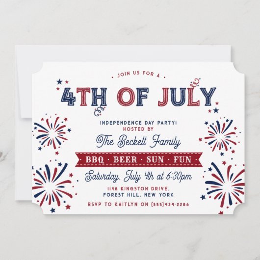 Trendy 4th van juli Onafhankelijkheidsdag Party Kaart (Voorkant)