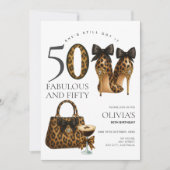 Trendy 50e luipaardprint Fabulous & 50 Birthday Kaart (Voorkant)