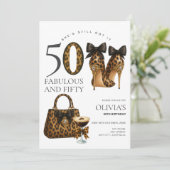 Trendy 50e luipaardprint Fabulous & 50 Birthday Kaart (Staand voorkant)
