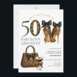 Trendy 50e luipaardprint Fabulous & 50 Birthday Kaart<br><div class="desc">Vier het draaien van 50 met deze trendy 50e verjaardag uitnodiging met luipaard print hakken,  een bijpassende tas,  en een expresso cocktail glas. Perfect voor een glamoureus verjaardagsfeestje,  flirterig dertig bash of stijlvol mijlpaalfeest.</div>