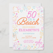 Trendy 50e strand verjaardag uitnodiging (Voorkant)
