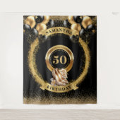 Trendy 50e Verjaardag Tapestry Ballon Gold Heels Wandkleed (Voorkant)