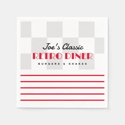 Trendy 50's retro diner cocktailparty servetten (Voorkant)