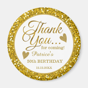 Trendy 50th Birthday Party Gold Glitter Hartelijk  Magneet