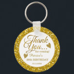 Trendy 50th Birthday Party Gold Glitter Hartelijk  Sleutelhanger<br><div class="desc">50ste verjaardag dank je wel cadeautje sleutelhanger in de klas goudglitter lijst en goudtypografie .</div>