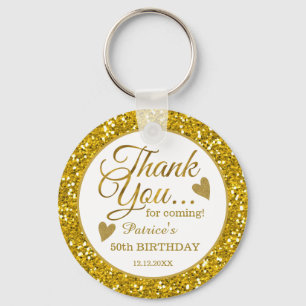 Trendy 50th Birthday Party Gold Glitter Hartelijk  Sleutelhanger