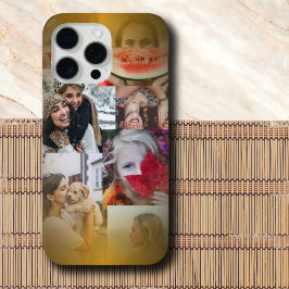 Trendy 6 foto collage goud metallic iPhone 15 pro max hoesje