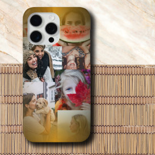 Trendy 6 foto collage goud metallic iPhone 15 pro max hoesje