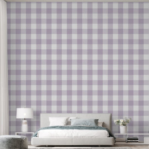 Trendy 6" licht Paarse Gingham Buffalo Check Behang