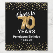 Trendy 70ste verjaardagsfeestje wijn etiket (Enkel label)