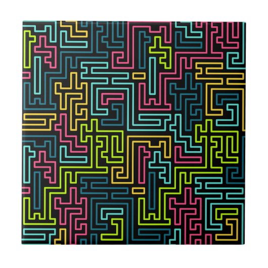 Trendy 80s Black Pattern Tegeltje (Voorkant)