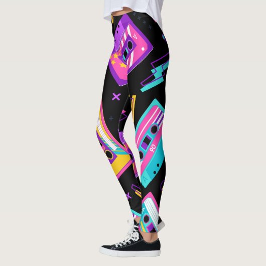 Trendy 80s Cassette Pattern Leggings (Links)
