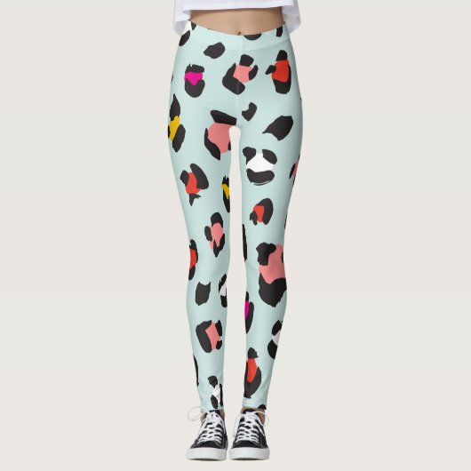 Trendy 80s Leopard Pattern Leggings (Voorkant)