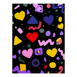 Trendy 80s Patroon Blauwe Inktpen Perfect Poster