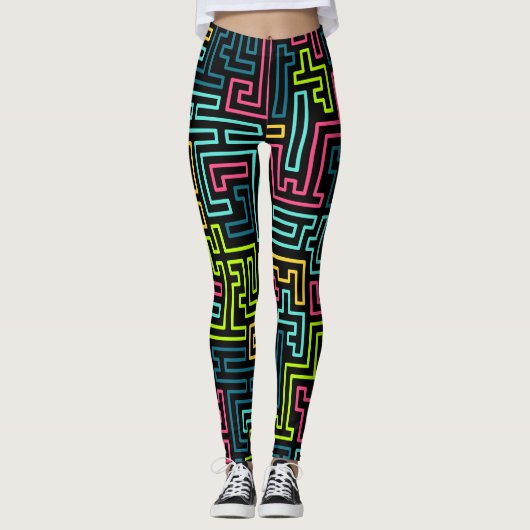 Trendy 80s Patroon Broek Leggings (Voorkant)
