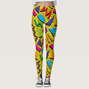 Trendy 80s Patroon Kleurrijk Geel Leggings