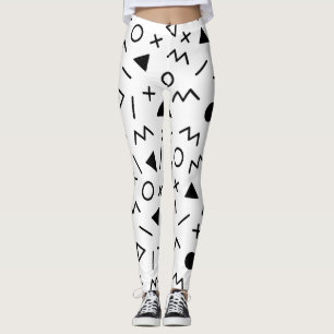 Trendy 80s Patroon Zwart En Wit Leggings