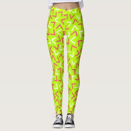 Trendy 80s Patroongroene Leggings (Voorkant)
