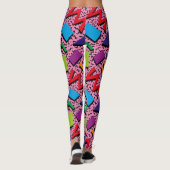 Trendy 80s Patroonkleurige roze Leggings (Achterkant)
