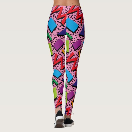 Trendy 80s Patroonkleurige roze Leggings (Achterkant)