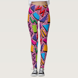 Trendy 80s Patroonkleurige roze Leggings