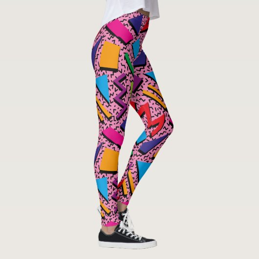Trendy 80s Patroonkleurige roze Leggings (Rechts)