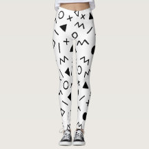 Trendy 80s Pattern Black and White Leggings